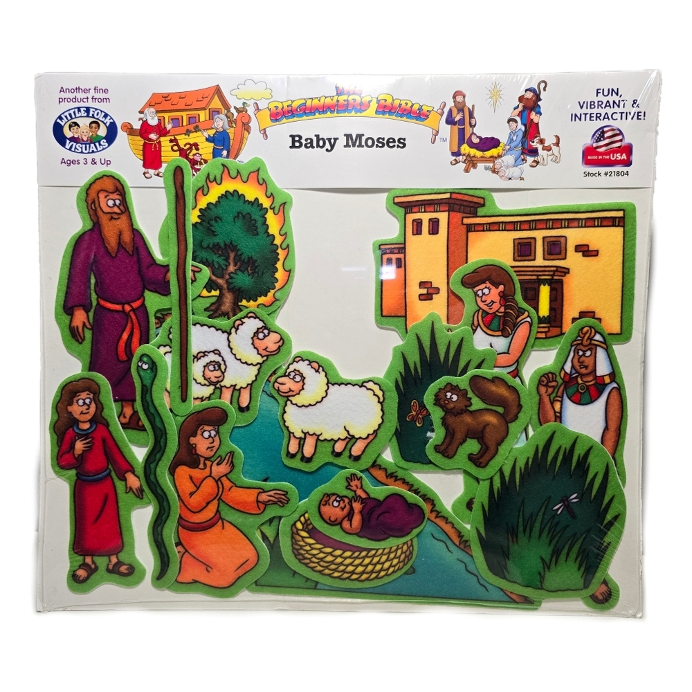 NEW Little Folk Visuals The Beginners Bible Baby Moses Felt Flannelgraph Set